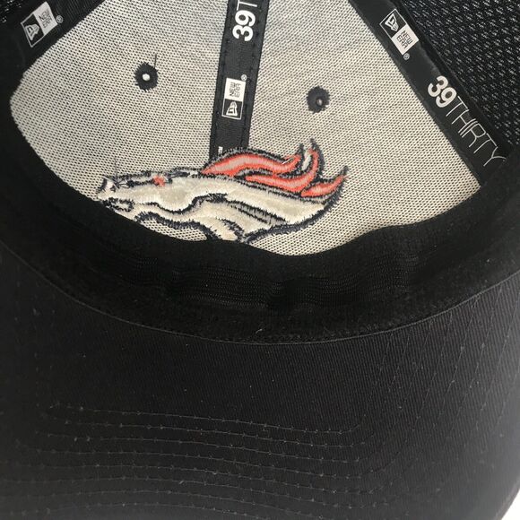 New Era 39Thirty Denver Broncos Medium Large Flex Fitted Hat Cap Black - Picture 7 of 9